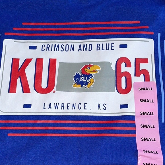 Kansas Jayhawks Short Sleeve Shirt Crimson and Blue NCAA - Picture 4 of 5